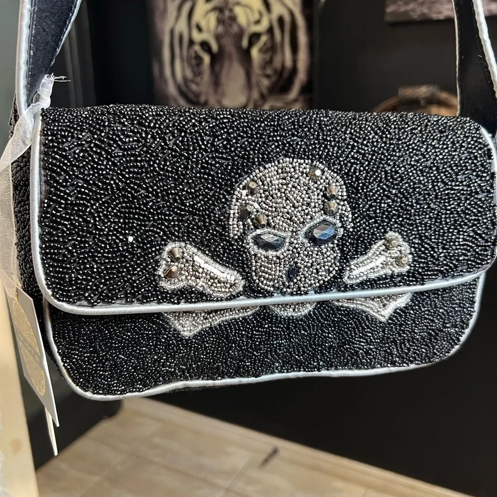 ☠️🖤MADE IN INDIA, VIRAL Skull Beaded Shoulder Bag🖤☠️NWT